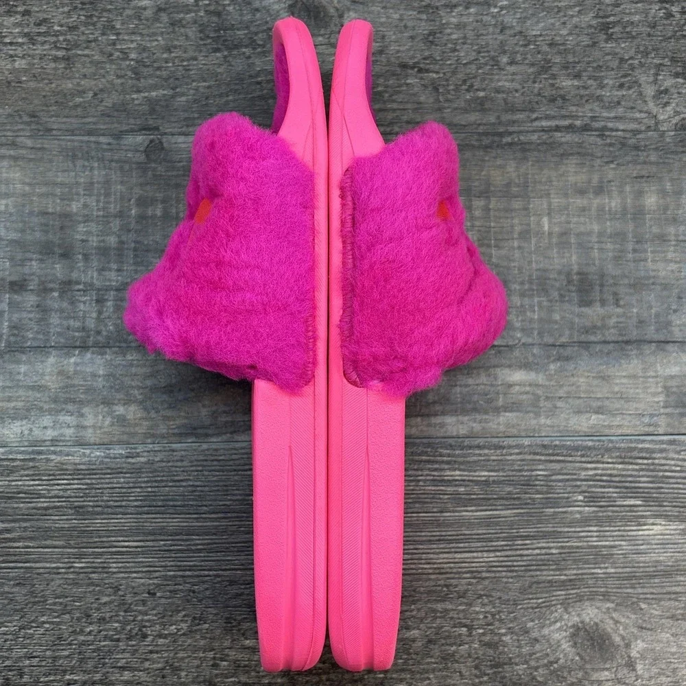 APL Slide Women's 8 Shearling Sandals Neon Pink NEW